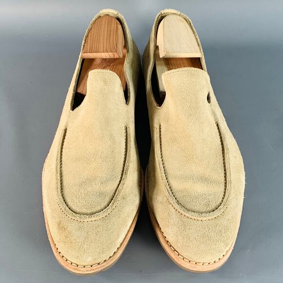 Size 13 Denali Beige Vegetable Tanned Suede Crepe Sole Slip On Venetian Loafers - Picture 4 of 9